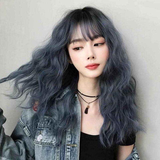 Tóc giả xù xanh khói❤❤freeship❤❤xù lửng mã 8184