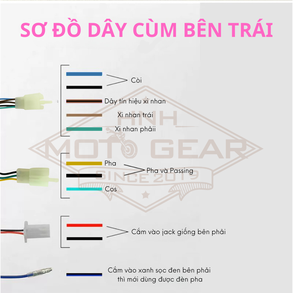 Cùm Công Tắc Light Master Chế Lắp Cho Sirius, Exciter, Raider, Sonic,...