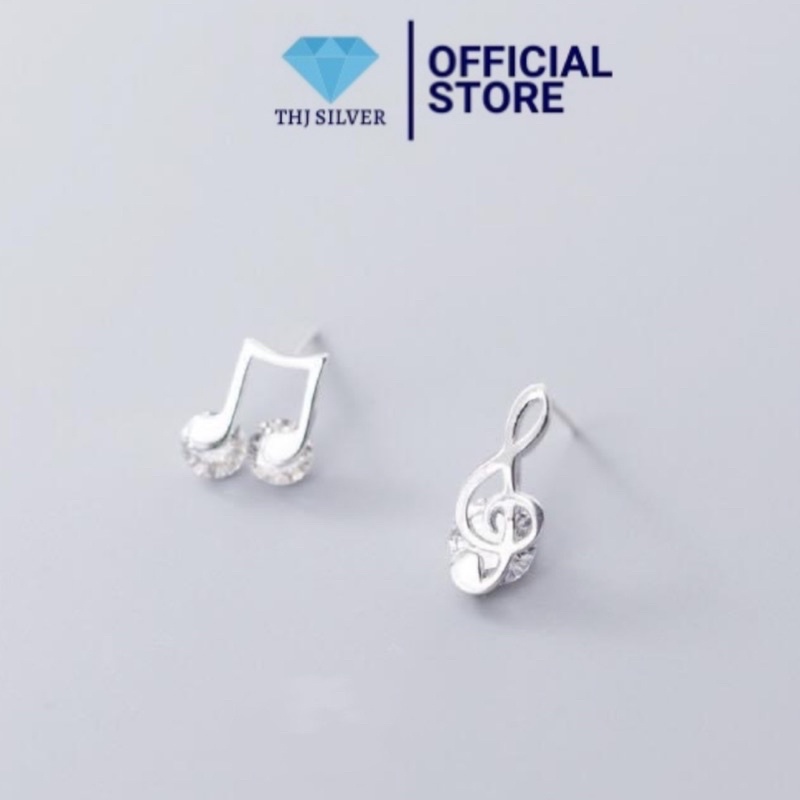 Bông tai nữ THJ nốt nhạc ôm đá cá tính -Chuẩn bạc ta
