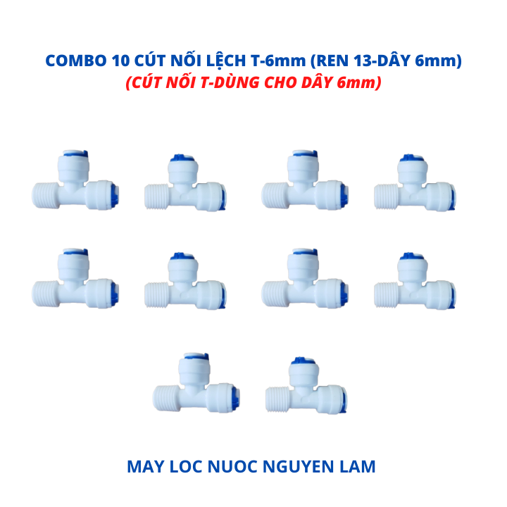 (HCM) Cút Nối T Lệch Ren 13 Dây 6mm  (Dùng Cho Máy Lọc Nước RO)