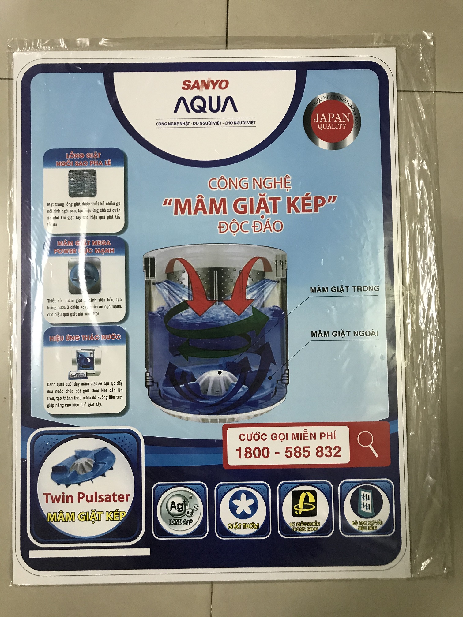 [HCM]Tem dán máy giặt Sanyo Aqua / Miếng dán máy giặt Sanyo (mẫu 8)