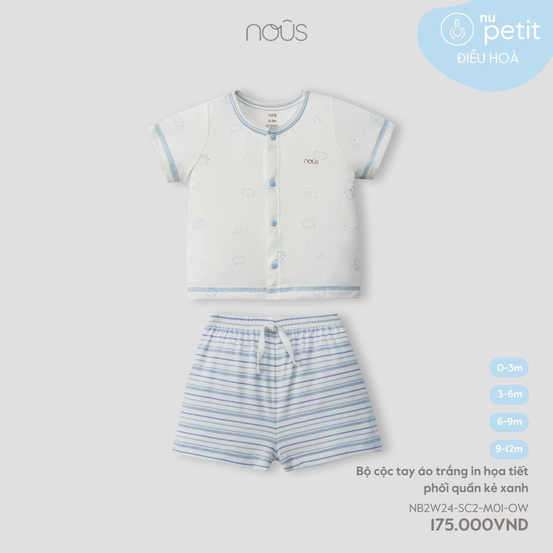 NOUS - Bộ cộc tay cho bé cài thẳng NOUS 3m -12m