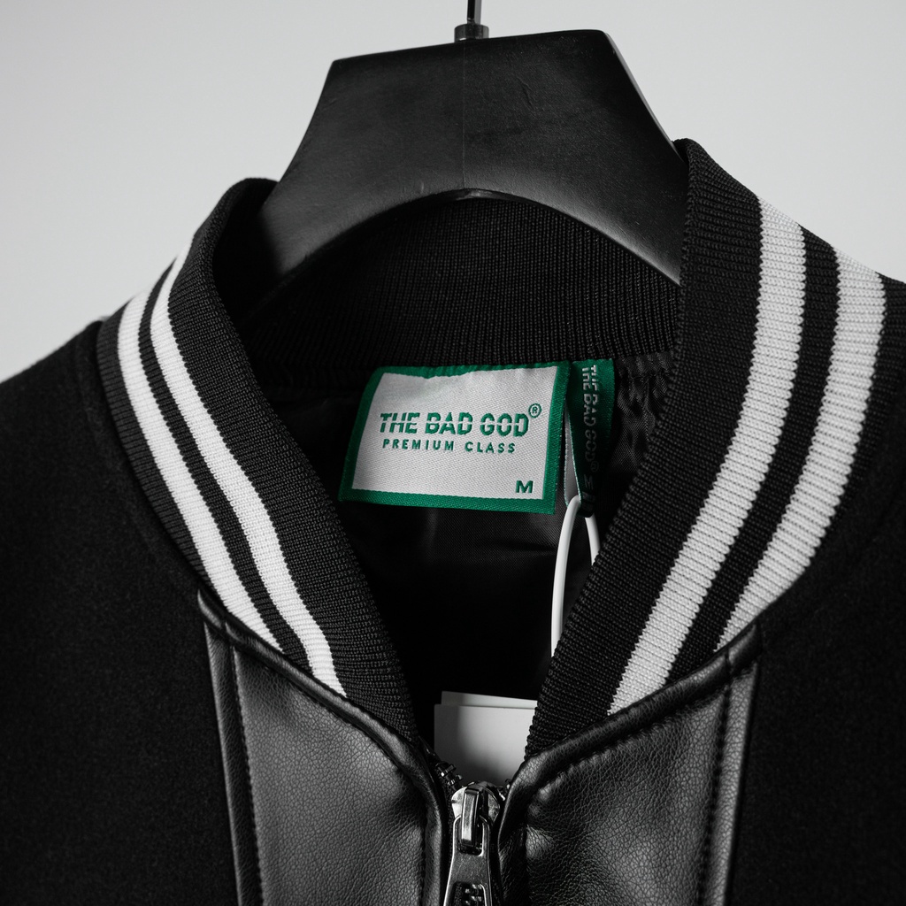 Áo khoác bomber varsity jacket The Bad God Black Rider