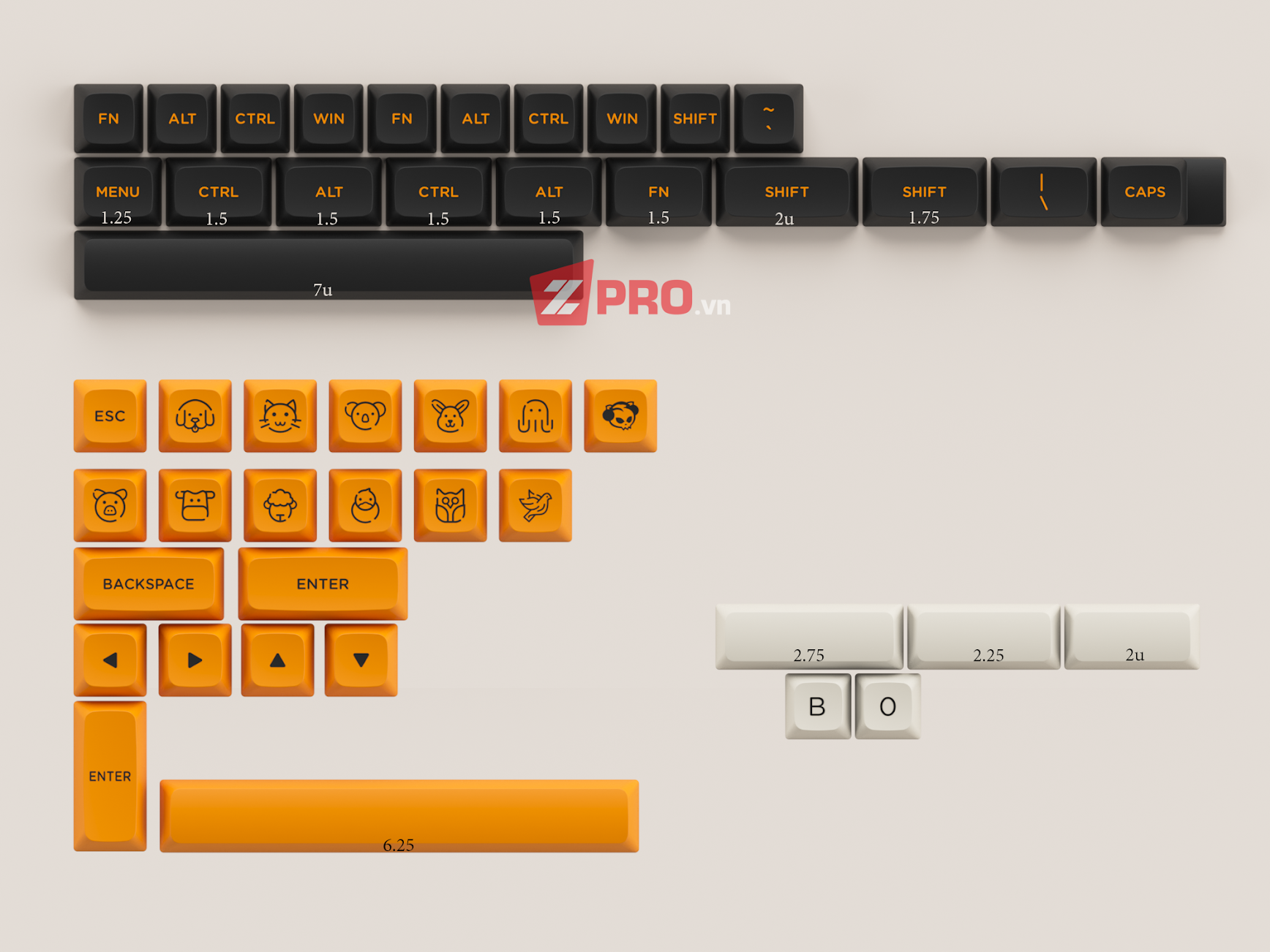Bộ Keycap AKKO Carbon Retro (ASA - LOW Profile)
