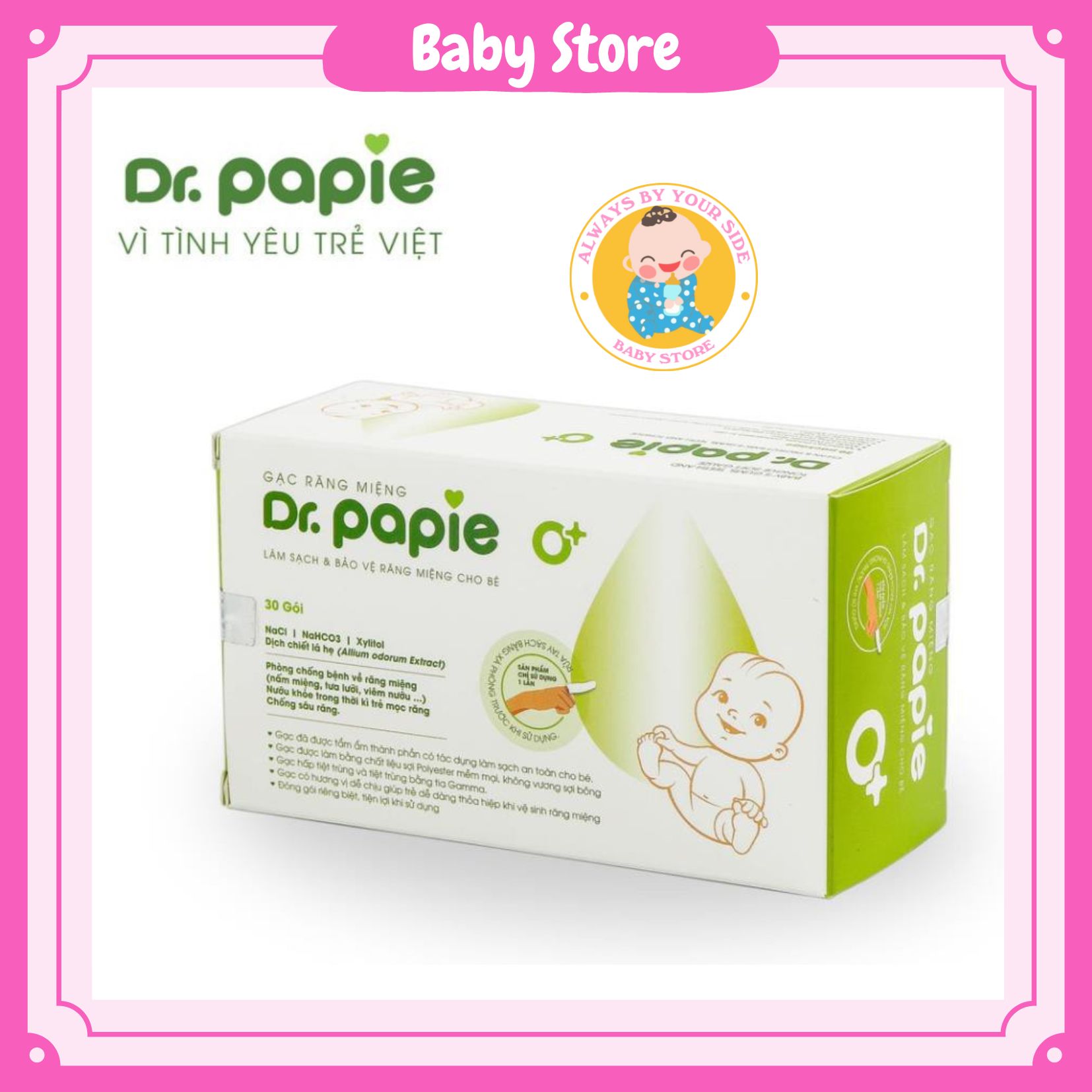 Gạc Rơ Lưỡi Dr Papie Vệ Sinh Răng Miệng Cho Bé
