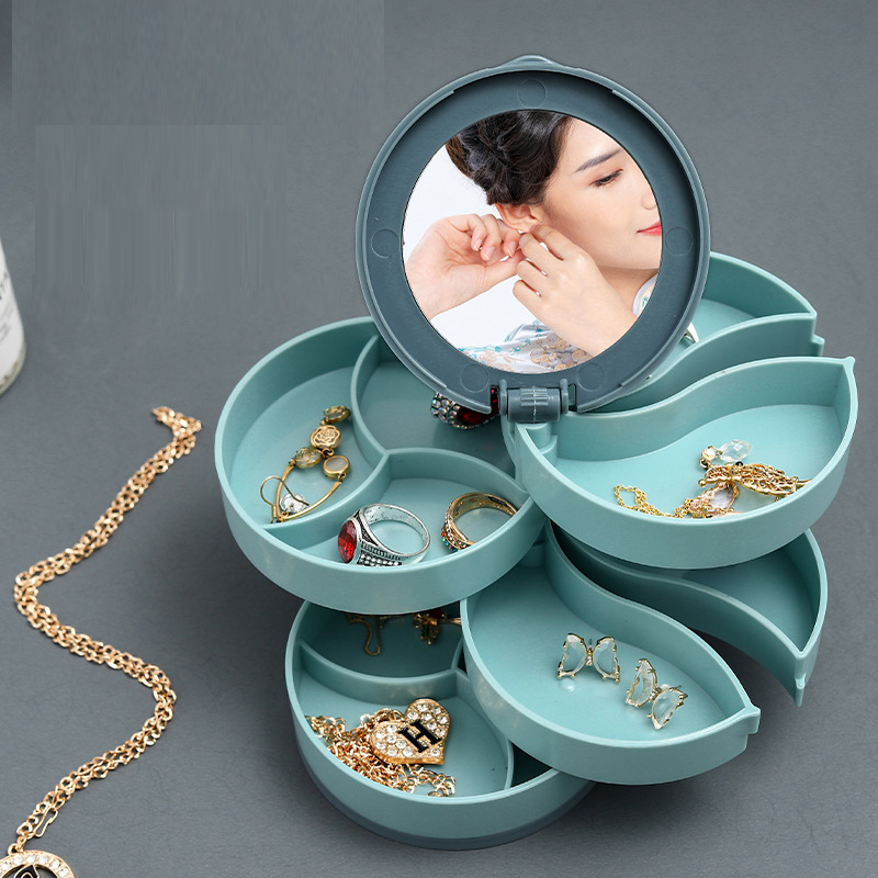 Hộp đựng trang sức 4 tầng có gương ( nhiều ngăn)
