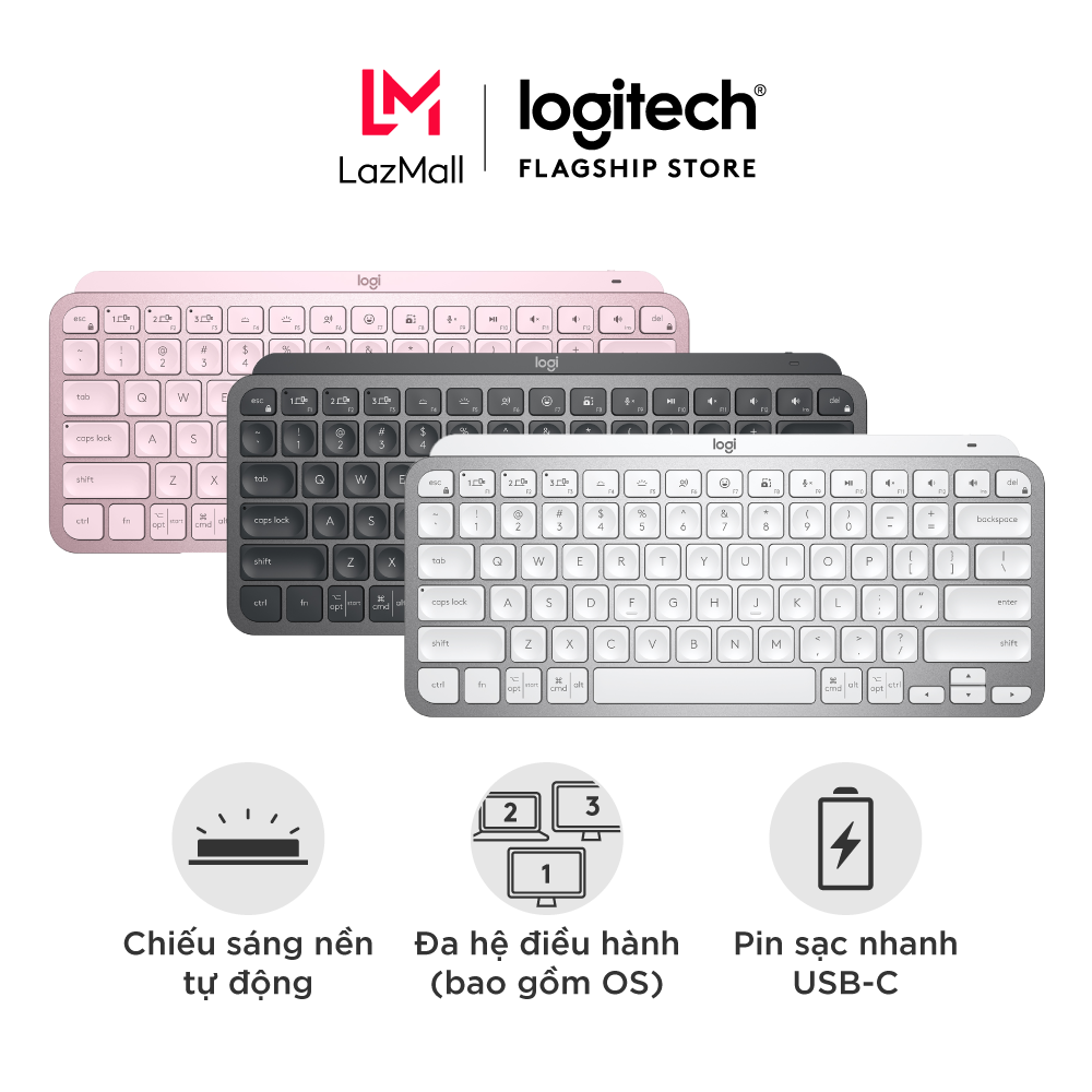 Bàn phím không dây Bluetooth Logitech MX Keys Mini - Nhỏ gọn, Sạc USB-C