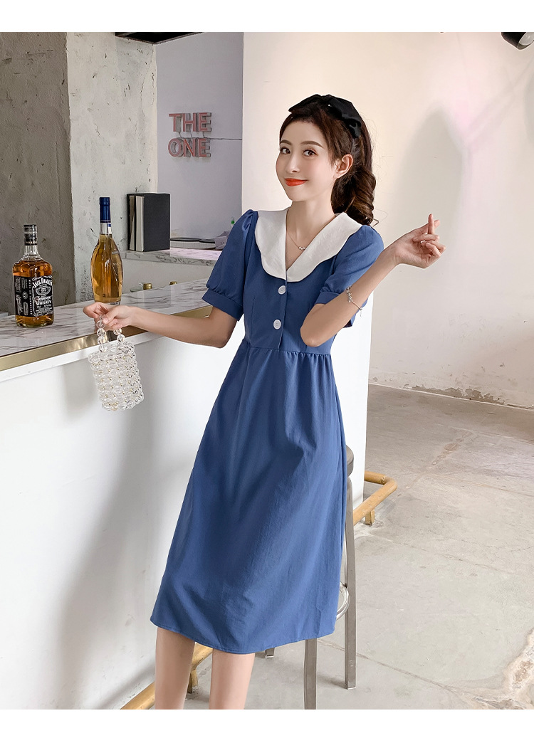 Váy cho con ti, dáng xòe, cổ bẻ trẻ trung