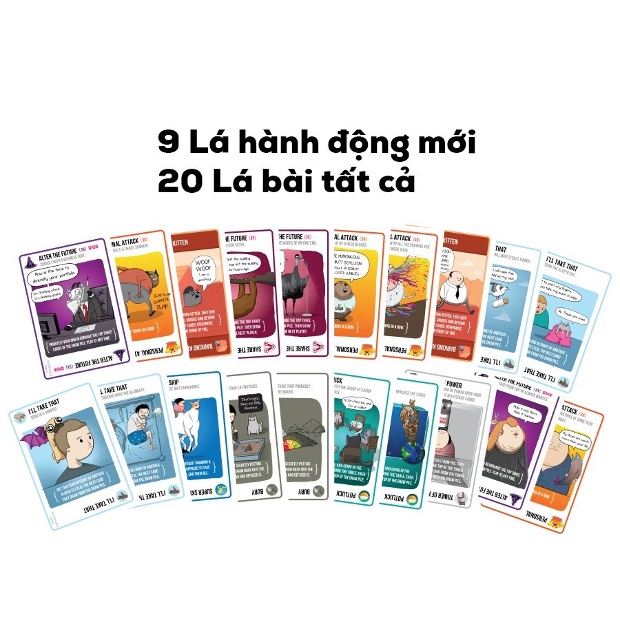 Combo Mèo Nổ + 7 Bản Mèo Nổ Mở Rộng Tiếng Việt - Boardgame Exploding Kittens [HỘP ĐEN CAO CẤP]