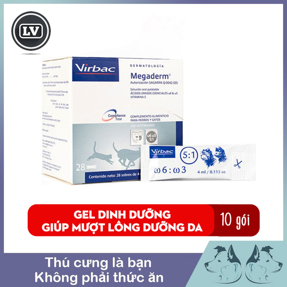 10 gói Gel dinh dưỡng giúp mọc lông, dưỡng lông, ăn ngon Virbac Megaderm 4ml