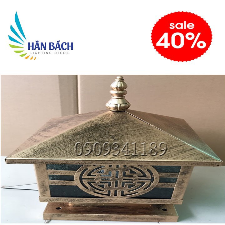 [HCM]Đèn trụ cổng D400 màu đồng giả cổ