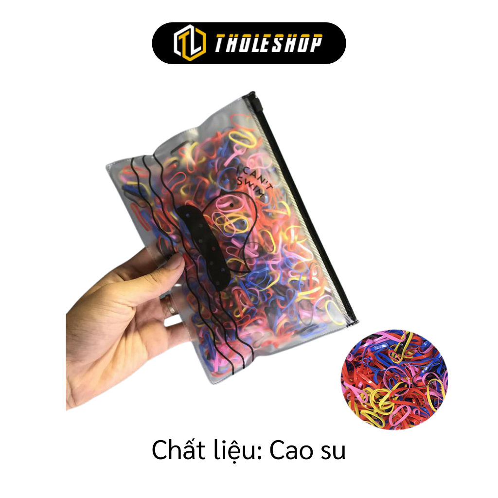 Thun cột tóc - Túi 1000 chun cột tóc nhiều màu bền, co giãn - Túi zip buộc tóc