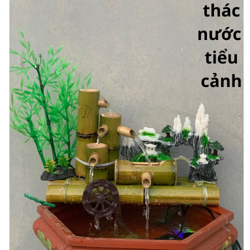 Thác nước tiểu cảnh (thác nước bằng tre)