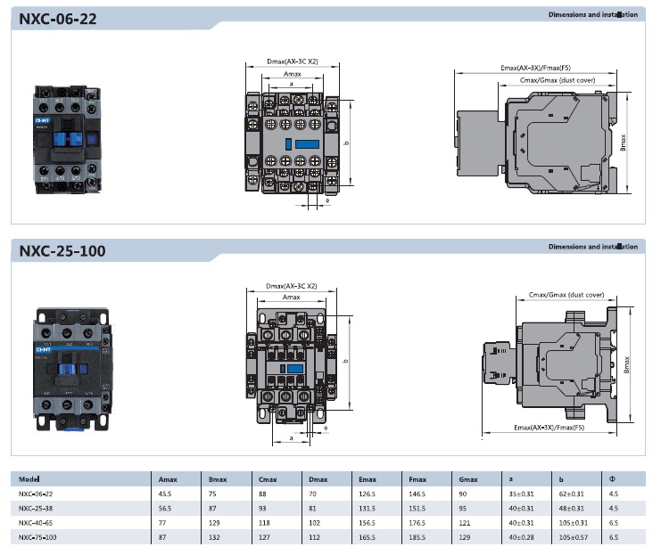 Contactor Chint NXC-85 85A 37kW