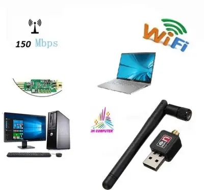 [HCM]USB Thu Wifi cho Laptop Usb thu sóng wifi cho máy tính PC 802 Có cần hổ trợ 150mps có đĩa driver kèm theo