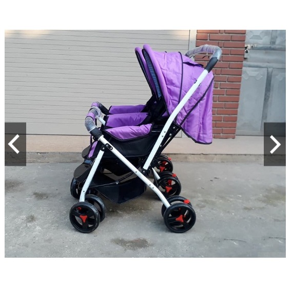 Xe đẩy đôi 2 chiều 3 tư thế (Có để chân + phanh hãm + mái che)