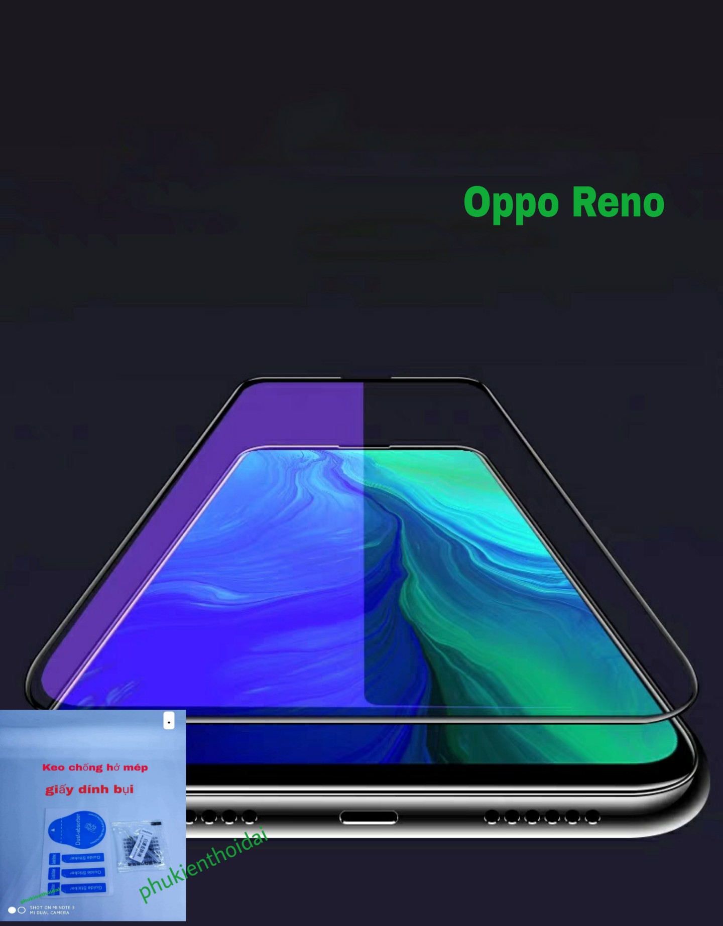 Kính cường lực Oppo Reno Full màn tím chống tia UV hại mắt