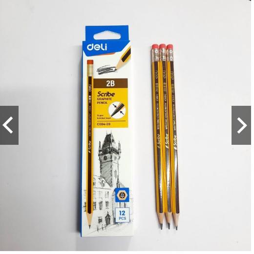 Hộp 12 cây bút chì 2b deli c001/ c004 kẻ sọc