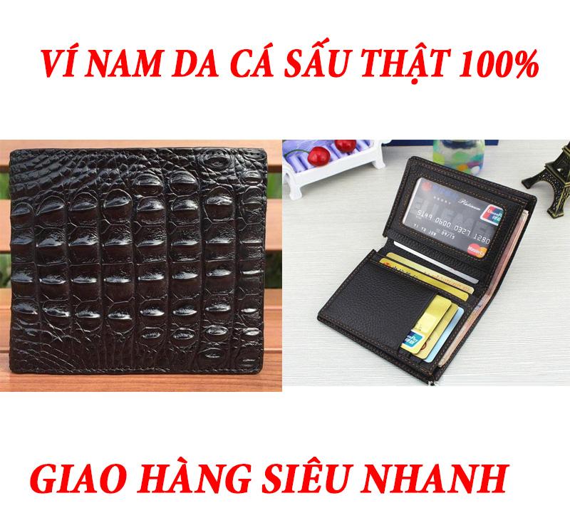 [ DA CÁ SẤU THẬT 100%] Ví Da Cá Sấu Loại Xịn - Bền Đẹp Mắt- Sang Trọng- Nhiều Ngăn Để Tiền Và Thẻ Tín Dụng- Bảo hành 24 Tháng Cho Qúy Ông