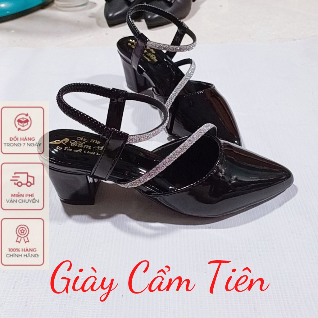 Giày sục bít mũi nữ cao gót ( big size) size 33-43  gót  3cm,5cm  đính đá (ảnh thật )