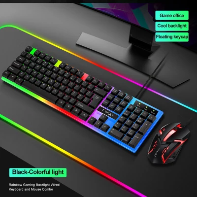 keyboard Gaming Keyboard Wired Mouse Set Rainbow Backlight Usb Wired keypad Ergonomic Computer Gaming Mouse For Laptop PC Games