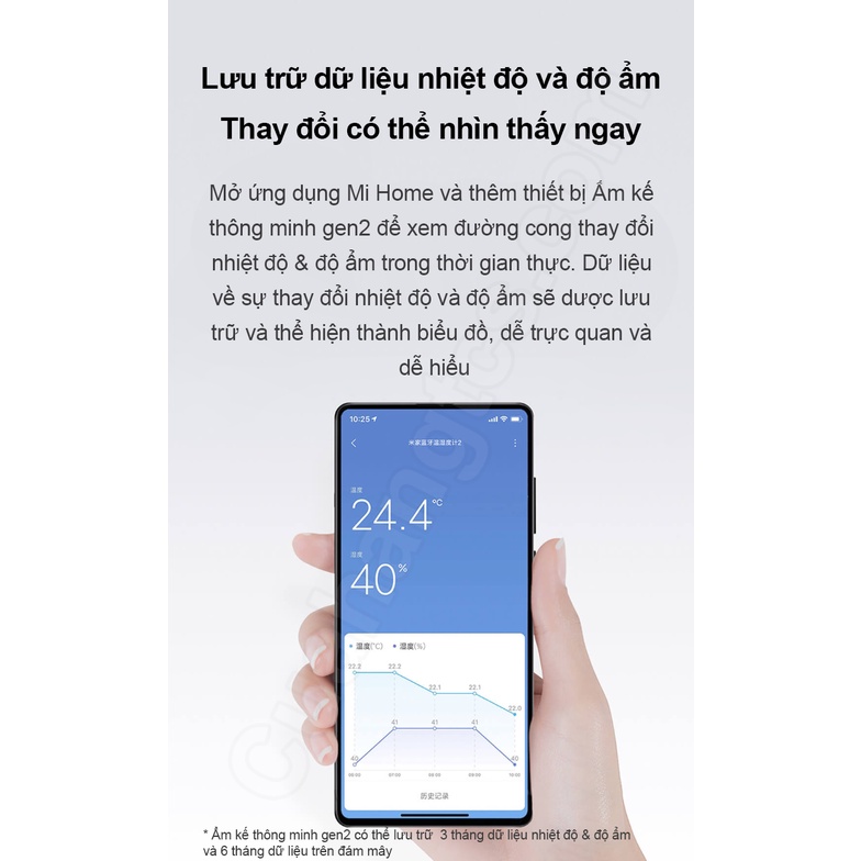 Đo nhiệt độ- độ ẩm Bluetooth Mijia gen 2 XIAOMI LYWSD03MMC