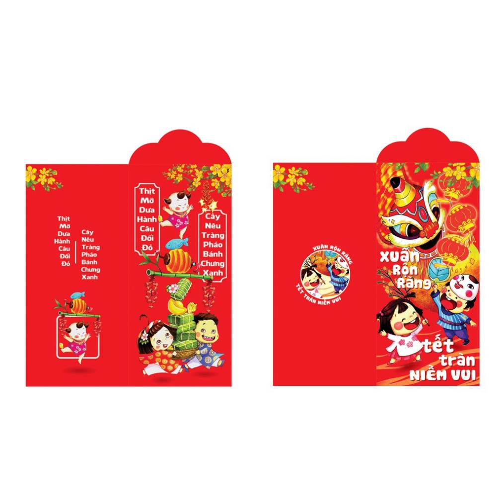 Bộ 100 Phong Bao Lì Xì Tết Đoàn Viên ( Chia Đều Các Mẫu )