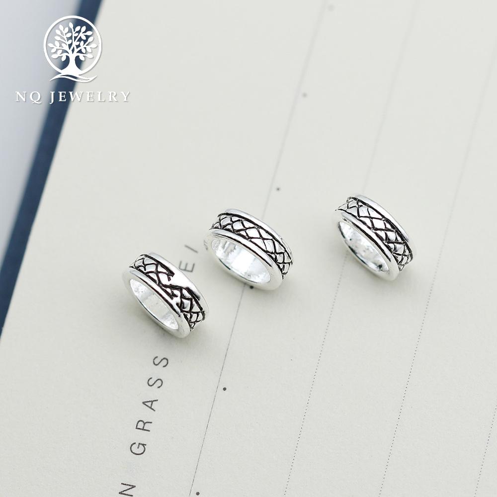 Charm bạc chặn hạt họa tiết hoa văn - NQ Jewelry