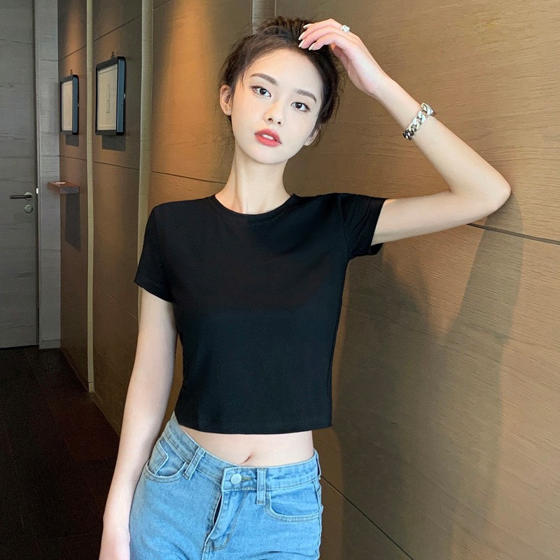 Áo Croptop cộc Tay Phong Cách Hàn Quốc