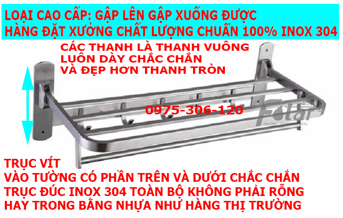 [HCM][GẬP LÊN GẬP XUỐNG ĐƯỢC] Thanh Treo Khăn Máng Khăn Tắm INOX 304 MKT5 CAO CẤP Trong Nhà Tắm HÀNG LOẠI 1 hàng đặt xưởng inox 304 chống han rỉ nặng dày tốt trục vít tường chắc chắn trục inox không phải trục nhựa