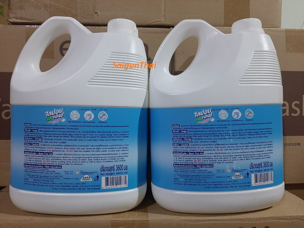 [HCM](SGT) Nước rửa chén LiponF màu Trắng Can 3600ml (Thái Lan)