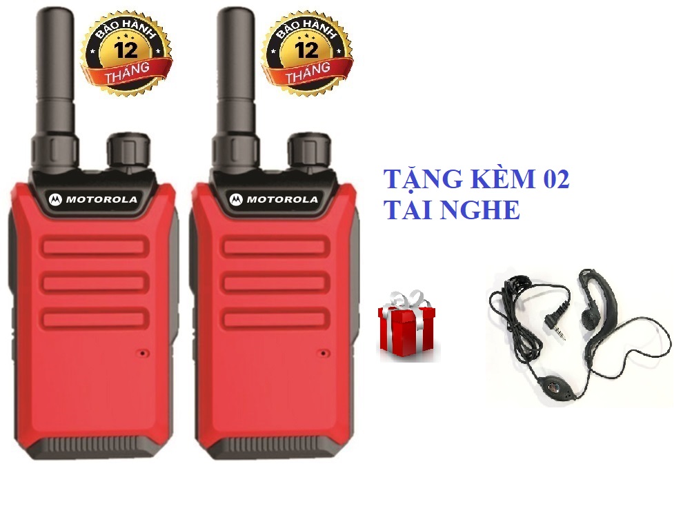 Bộ 2 Bộ đàm Mini Motorola GP600 (Bảo hành 12 tháng)-Màu Đỏ
