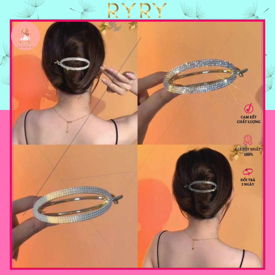 Kẹp tóc đính đá lấp lánh sang trọng cho nữ