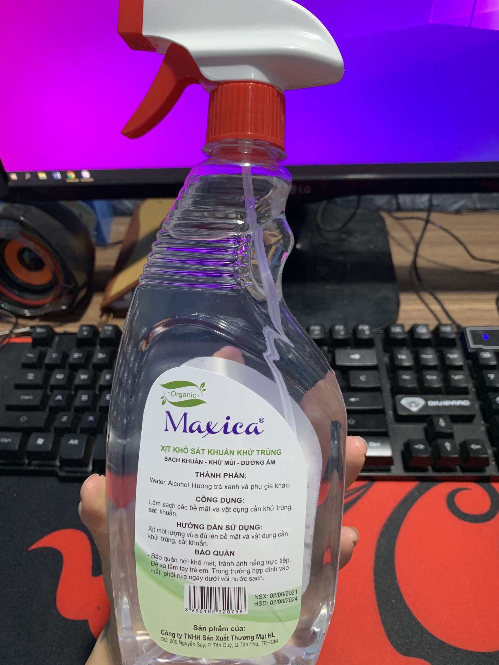 [HCM]NƯỚC RỬA TAY KHÔ XÁT KHUẨN MAXICA 500ML { VÒI XỊT PHUN SƯƠNG }