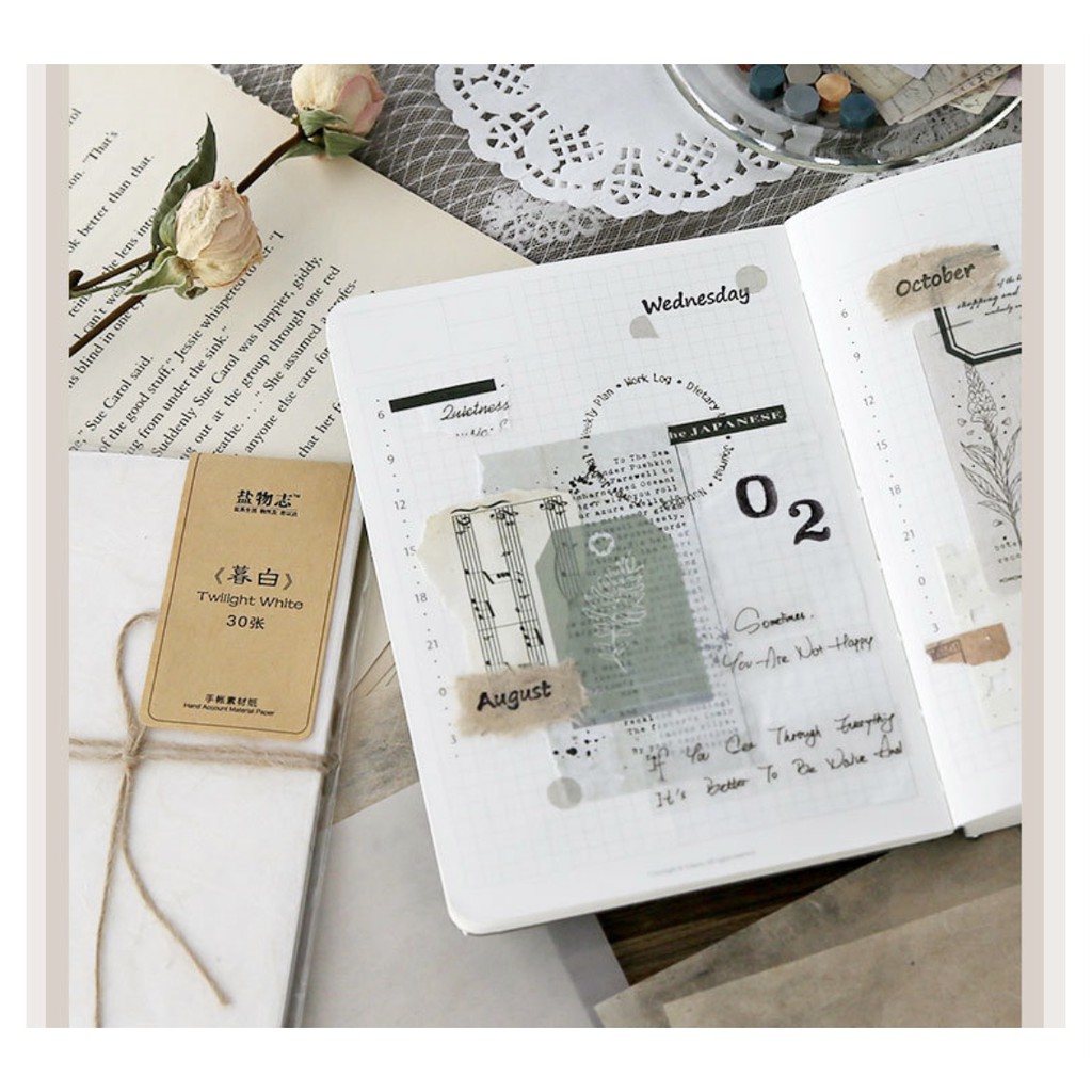 Set 30 giấy nền ép hoa khô nhiều chất liệu