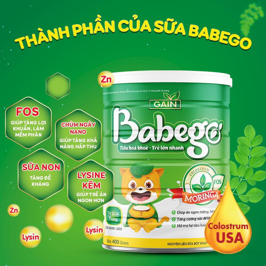 [CHÍNH HÃNG - HOÀN TIỀN] Sữa thảo dược trùm ngây Babego (0 – 12 Tháng) 400g