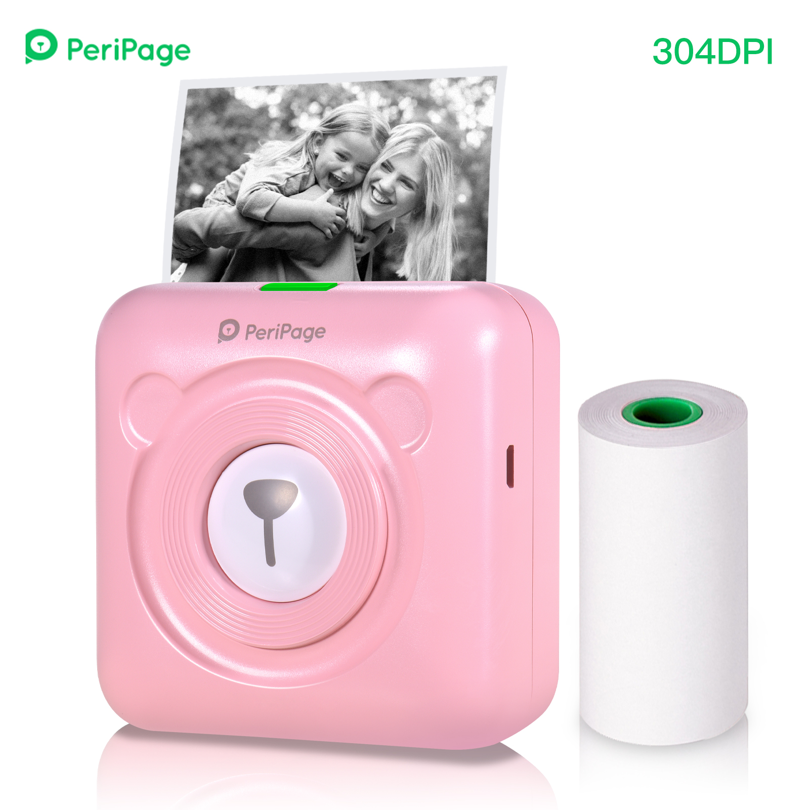 PeriPage A6 Mini Pocket Printer HD 304DPI Wireless BT Thermal Printer Picture Photo Label Memo Notes Journal Receipt Paper Instant Printer Sticker AR Photo Function Inkless Printing Compatible with Android iOS Smartphone Windows Fannlady