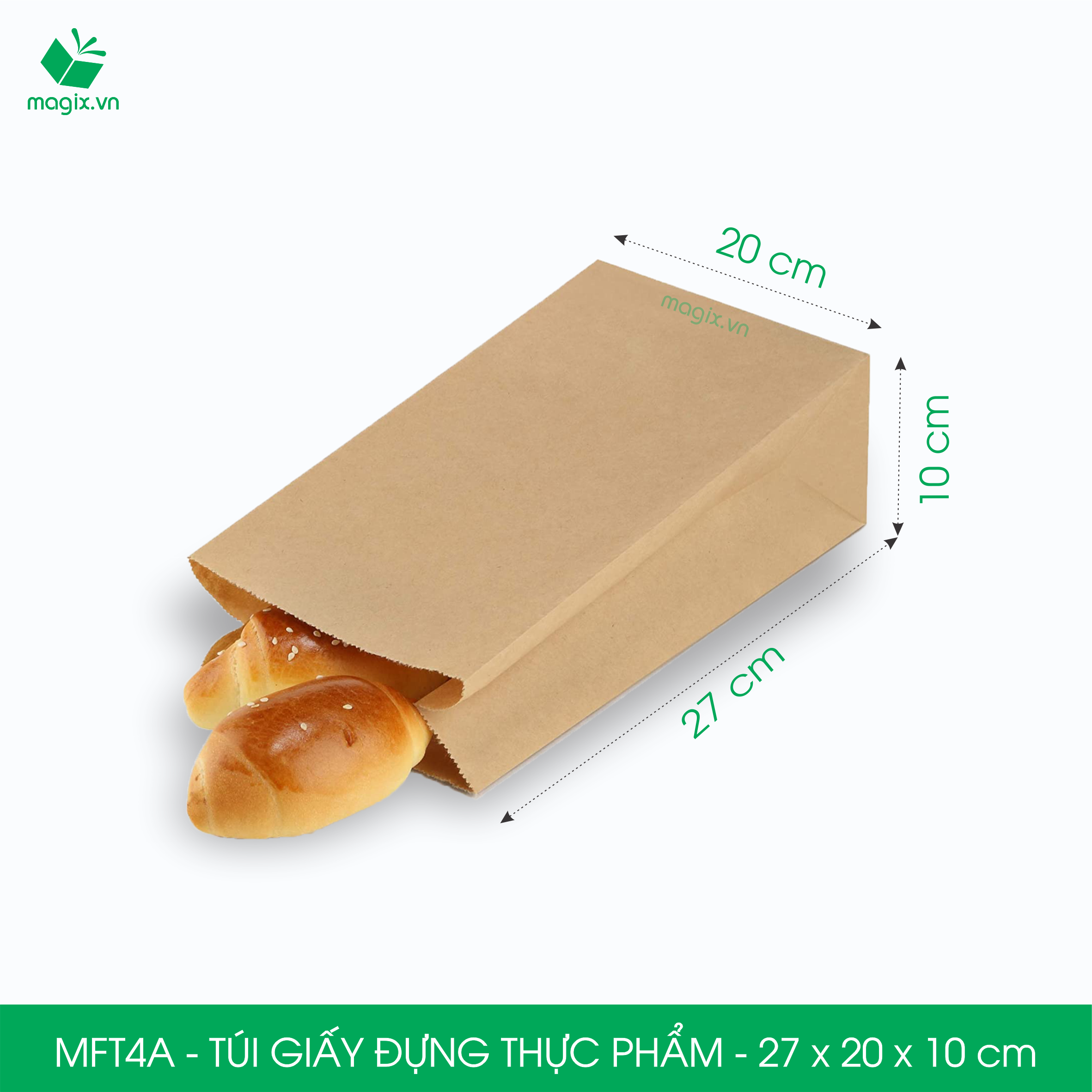 Mft4a - 27x20x10 cm - 100 túi đựng thực phẩm - túi đựng đồ ăn