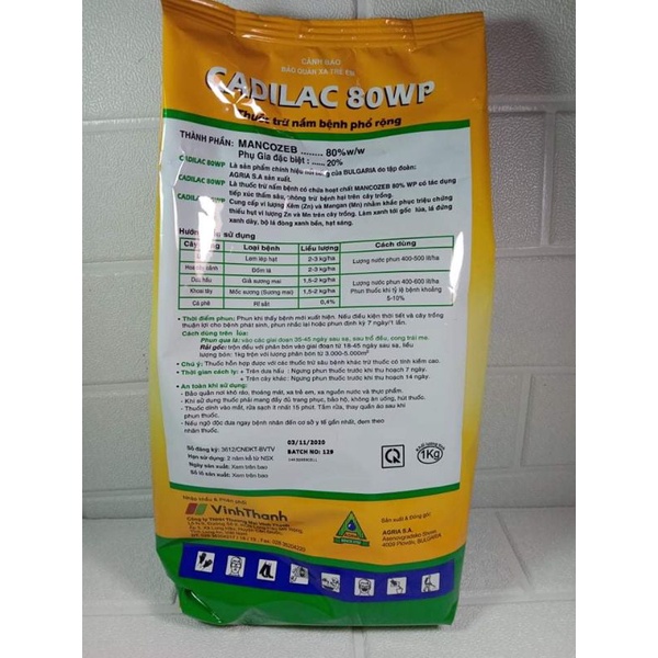 Thuốc trừ nấm bệnh phổ rộng cadilac 80 WP