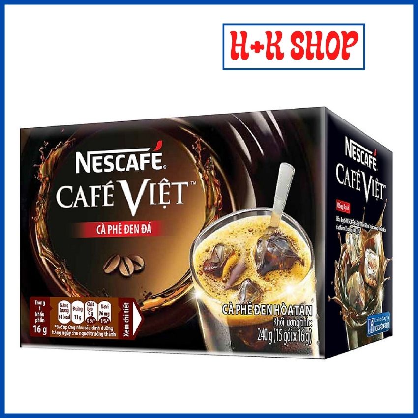 [HCM] NESCAFE Việt cà phê đen đá(hộp 15 gói x16g) MNCFV01