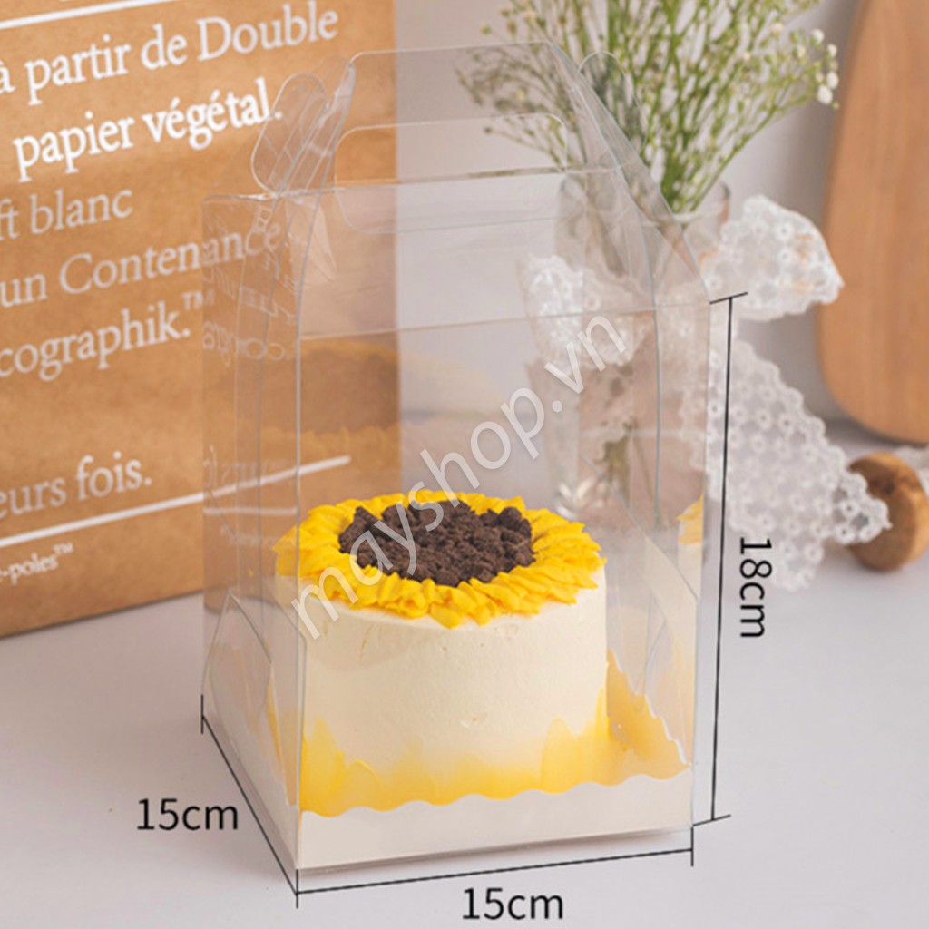 Hộp đựng bánh sinh nhật, hộp mica kèm đáy
