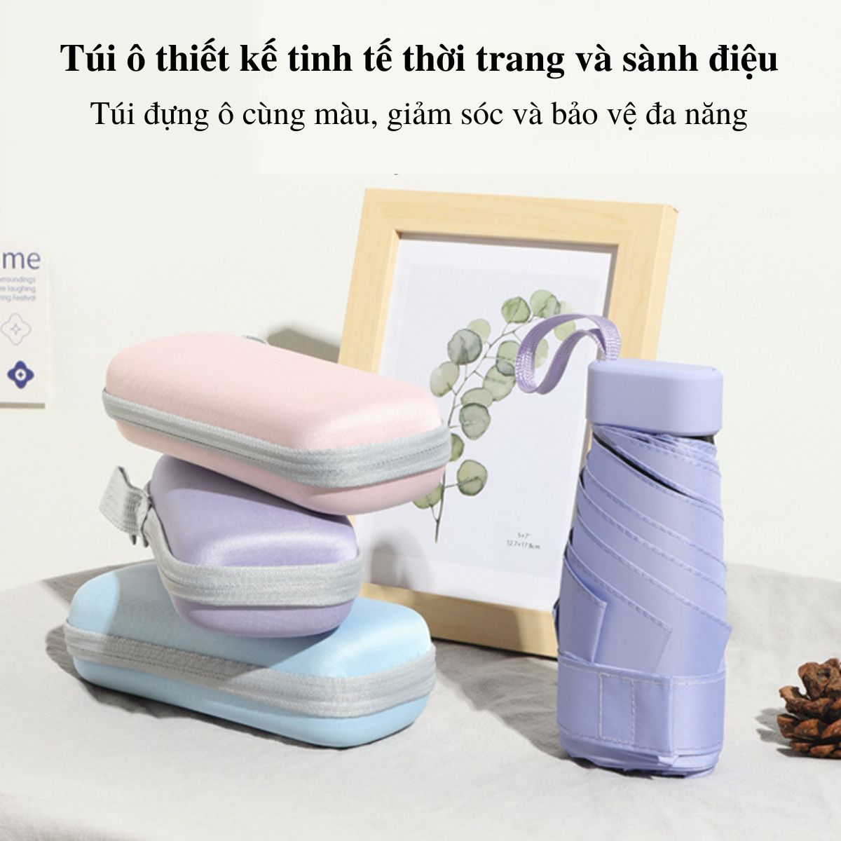 Dù che mưa SMARTCHOICE – Ô dù gấp gọn cao cấp 3 lớp chống tia UV có hộp đựng thời trang