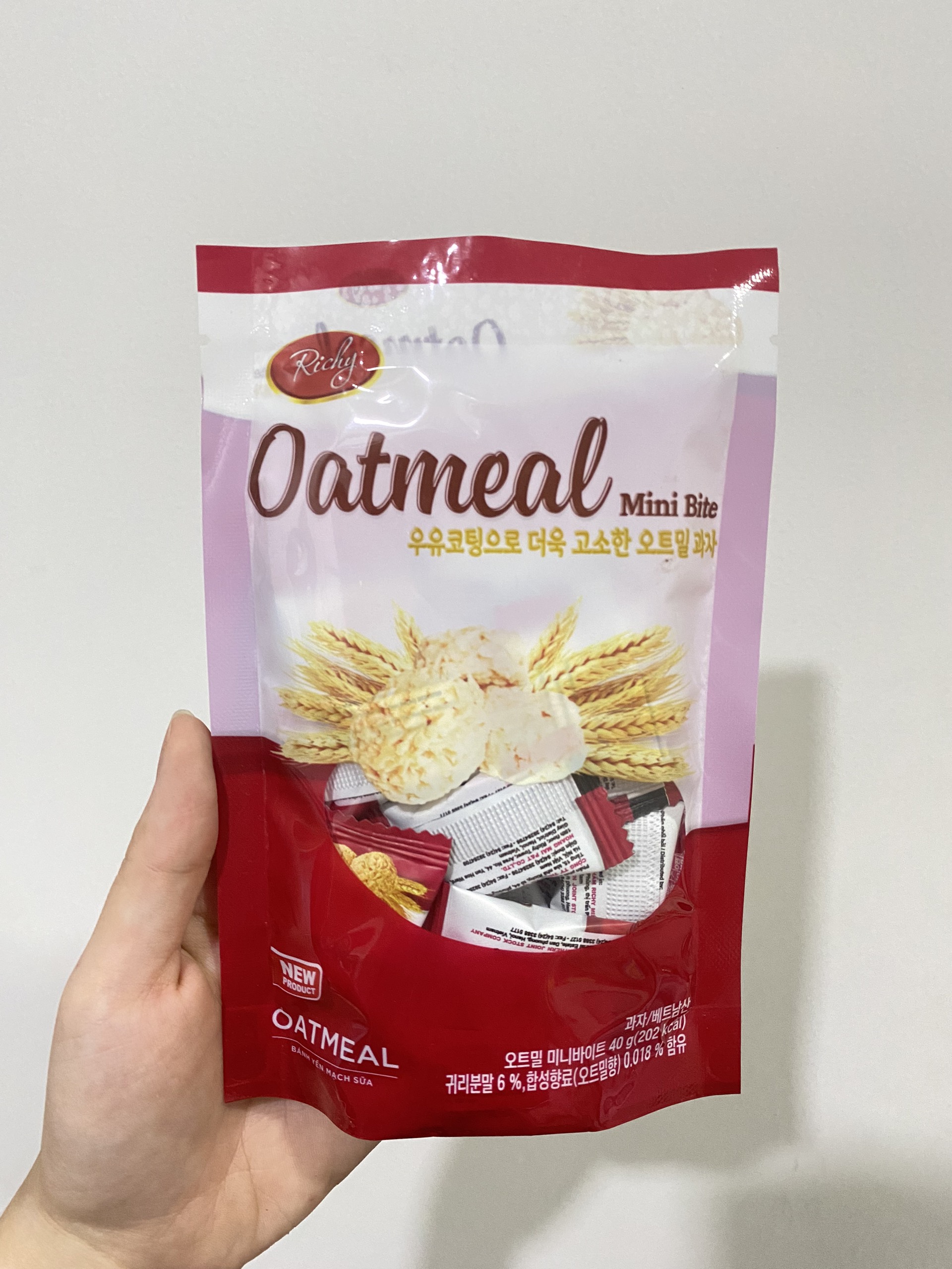 Bánh Yến Mạch Richy Oatmeal Mini Bite Vị Sữa (Gói 40g)