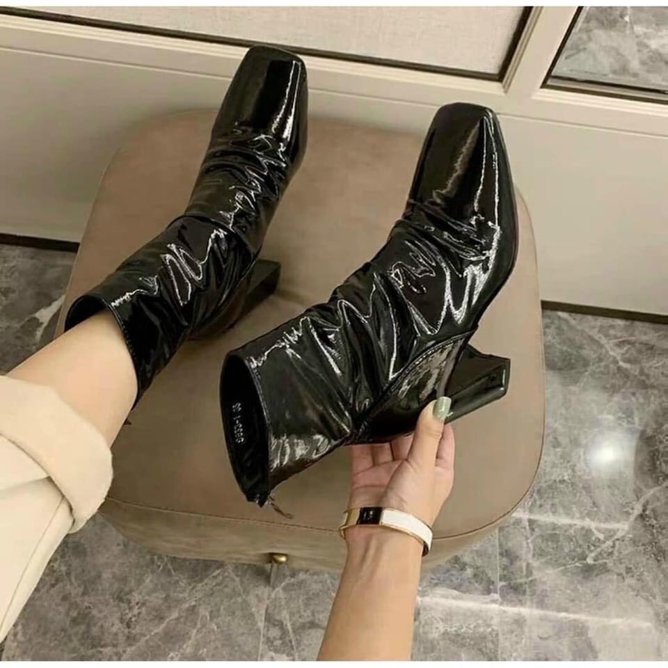 [FREESHIP] Bốt (boot) nữ cổ ngắn da bóng cao 7 phân (FULL HỘP hàng QC)