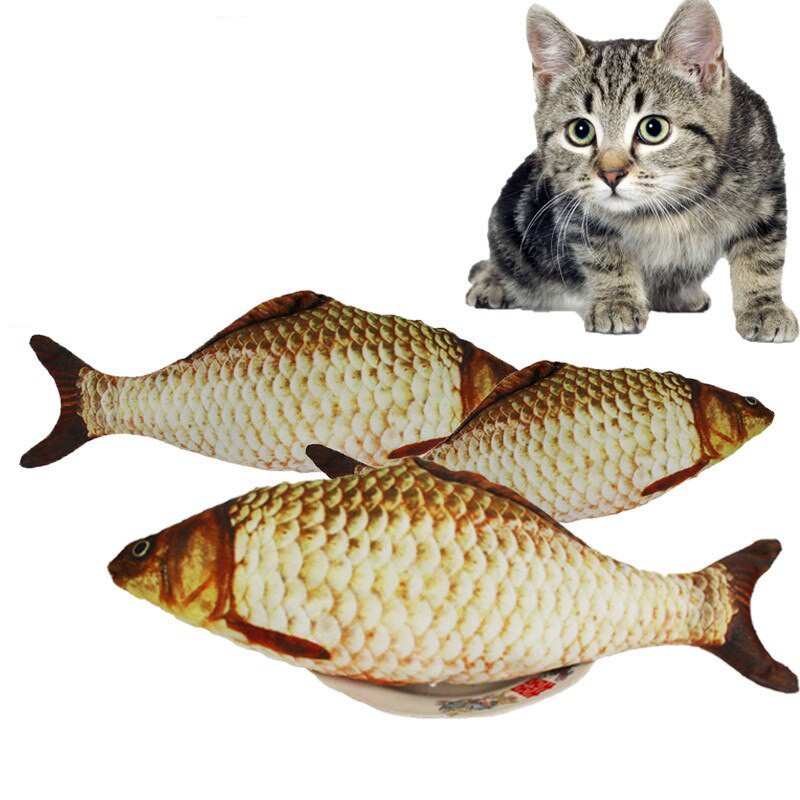 Cá bông nhồi catnip cá kèm bạc hà 28cm Màu ngẫu nhiên đồ chơi cho mèo loại