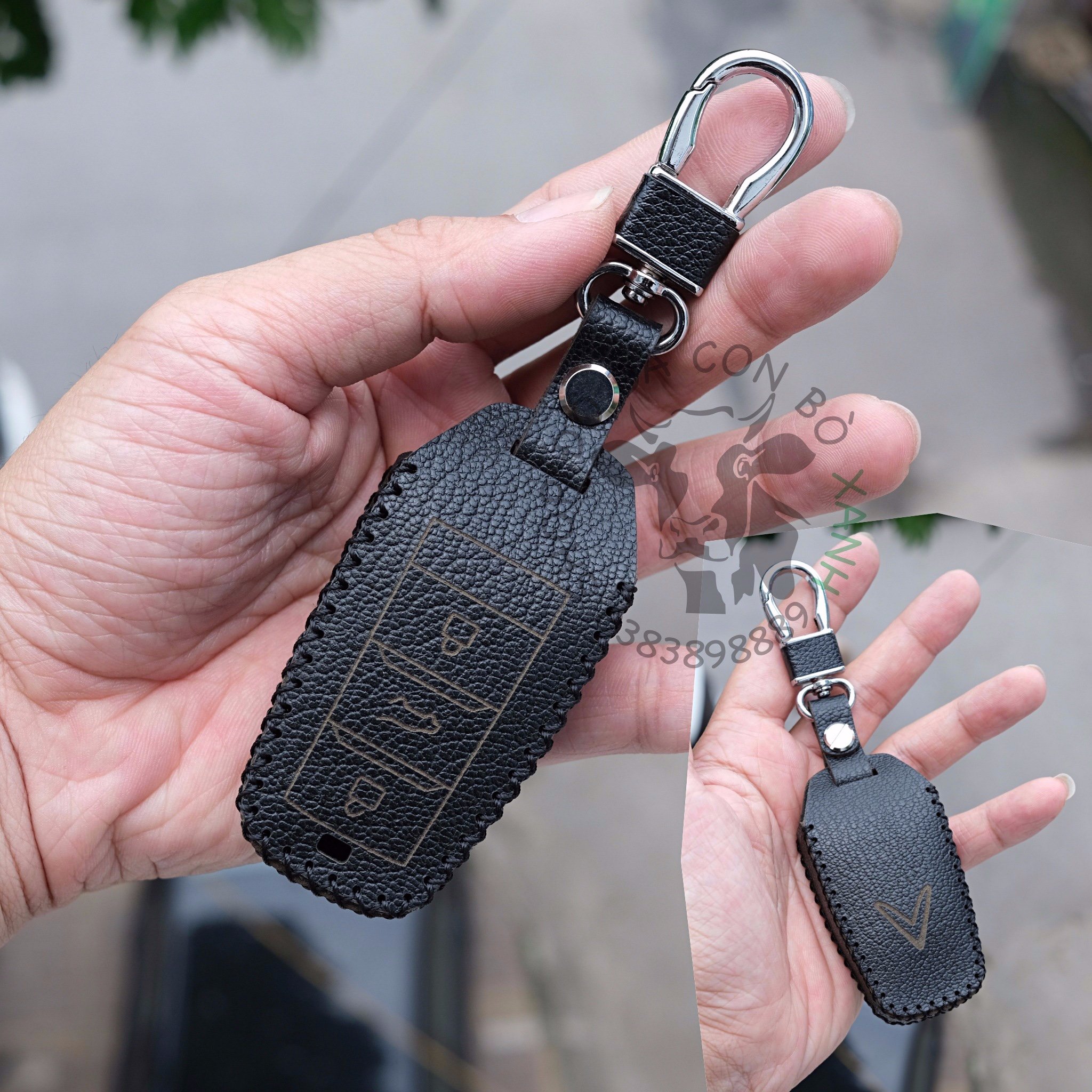 Bao da chìa khoá Vinfast VF5 xe điện VF 5 handmade da thật 004