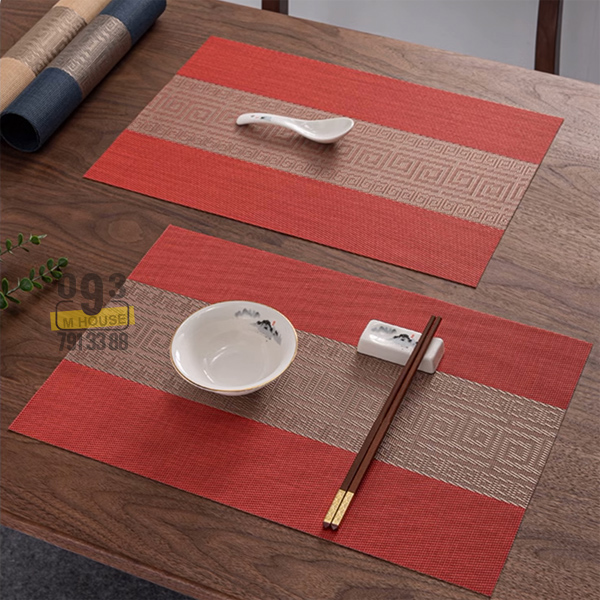 Placemats PVC Waterproof Dining Pad Table Mat Heat Insulation Mat Food Mat Stripe