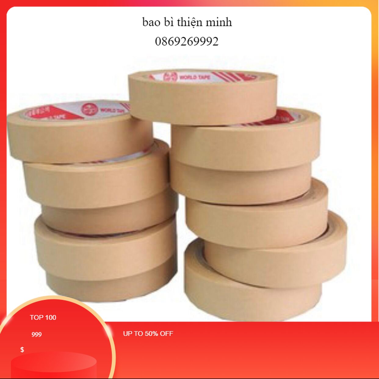 [Rẻ vô địch] băng dính giấy da bò kraft 2,5cm x 40m