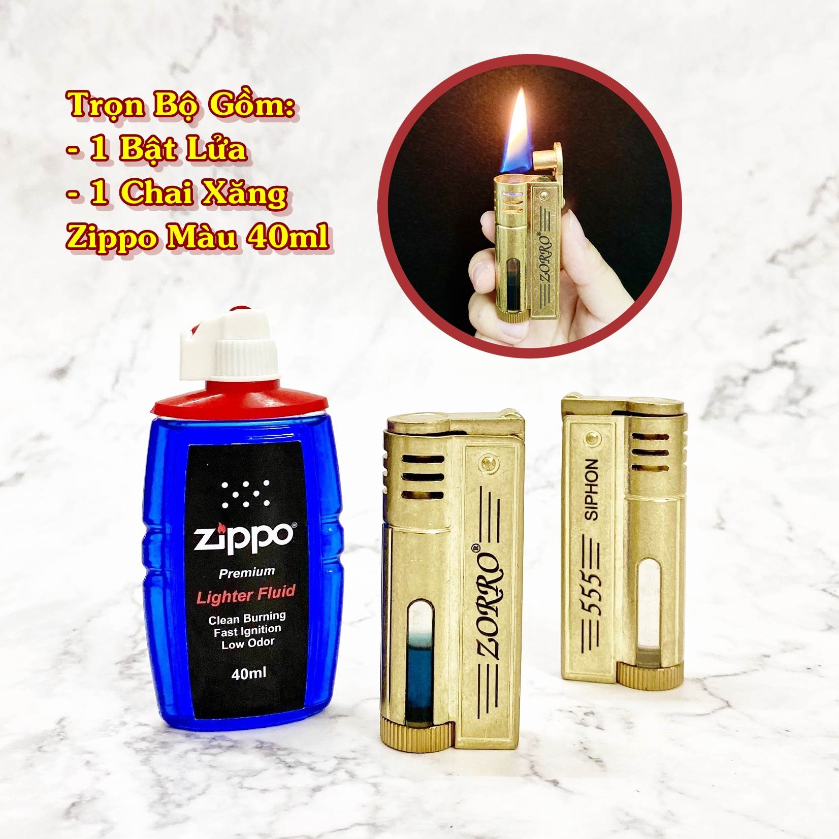 BẬT LỬA XĂNG LỘ THIÊN ZORRO SIPHON 555 (FULLBOX) - (XÀI XĂNG)