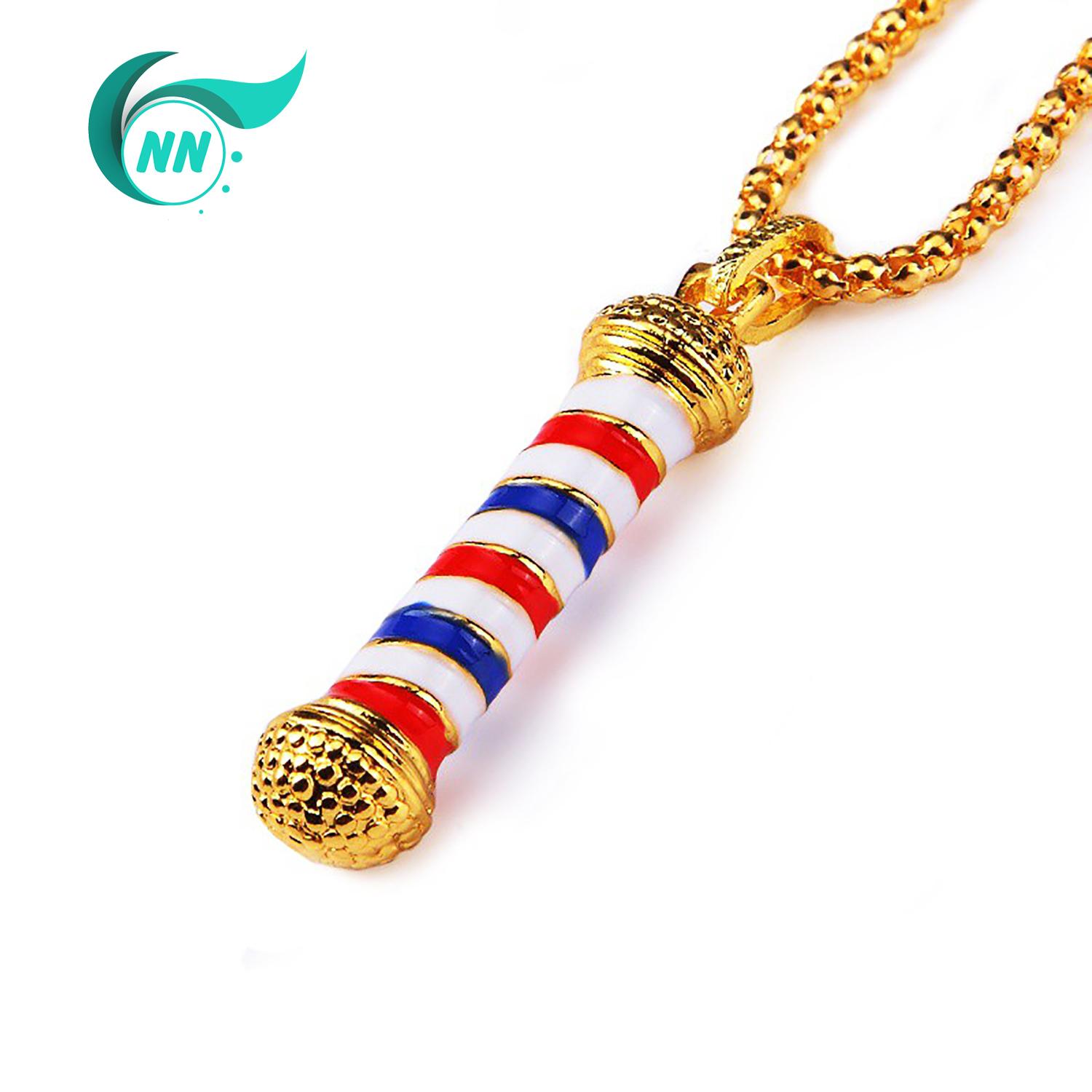 Móc Khóa Mô Hình Đèn Pole Barber Tóc ( vàng )